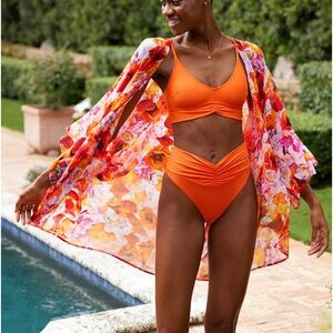 Aerie Sheer Neon Chiffon Cape